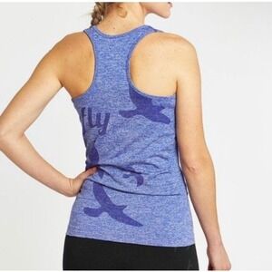 NWT Oiselle Flyte Tank Top Blue Heather Bird Graphic Seamless Racerback Size S